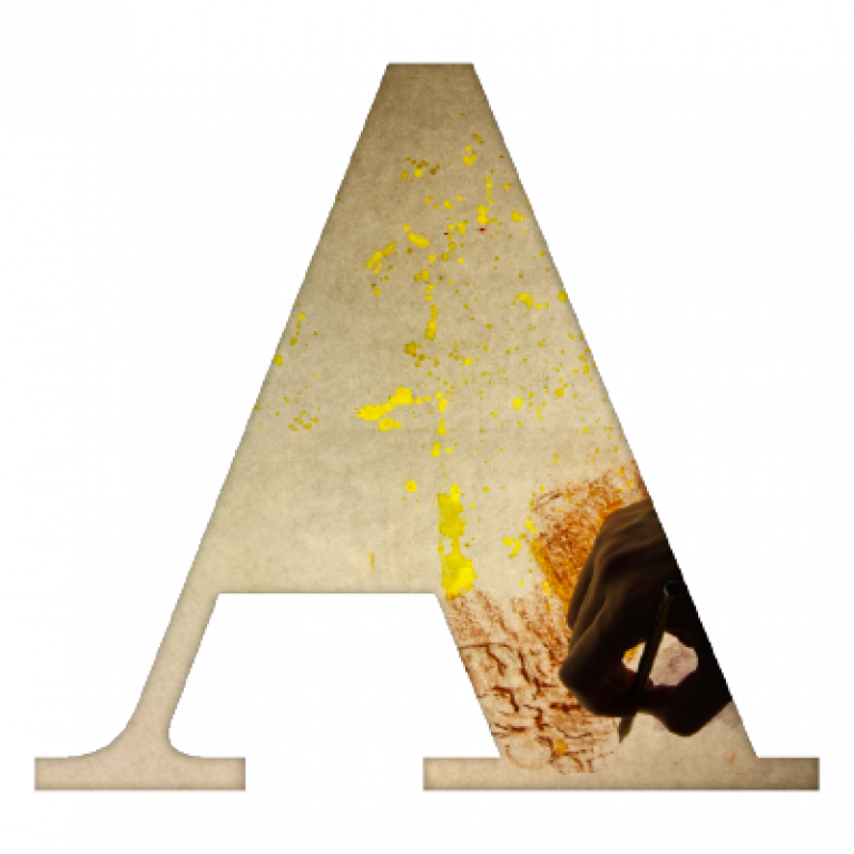 Mosaico di grafiche, parole, materia